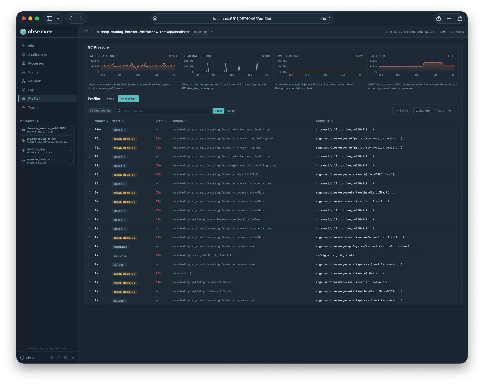 Goroutine snapshot