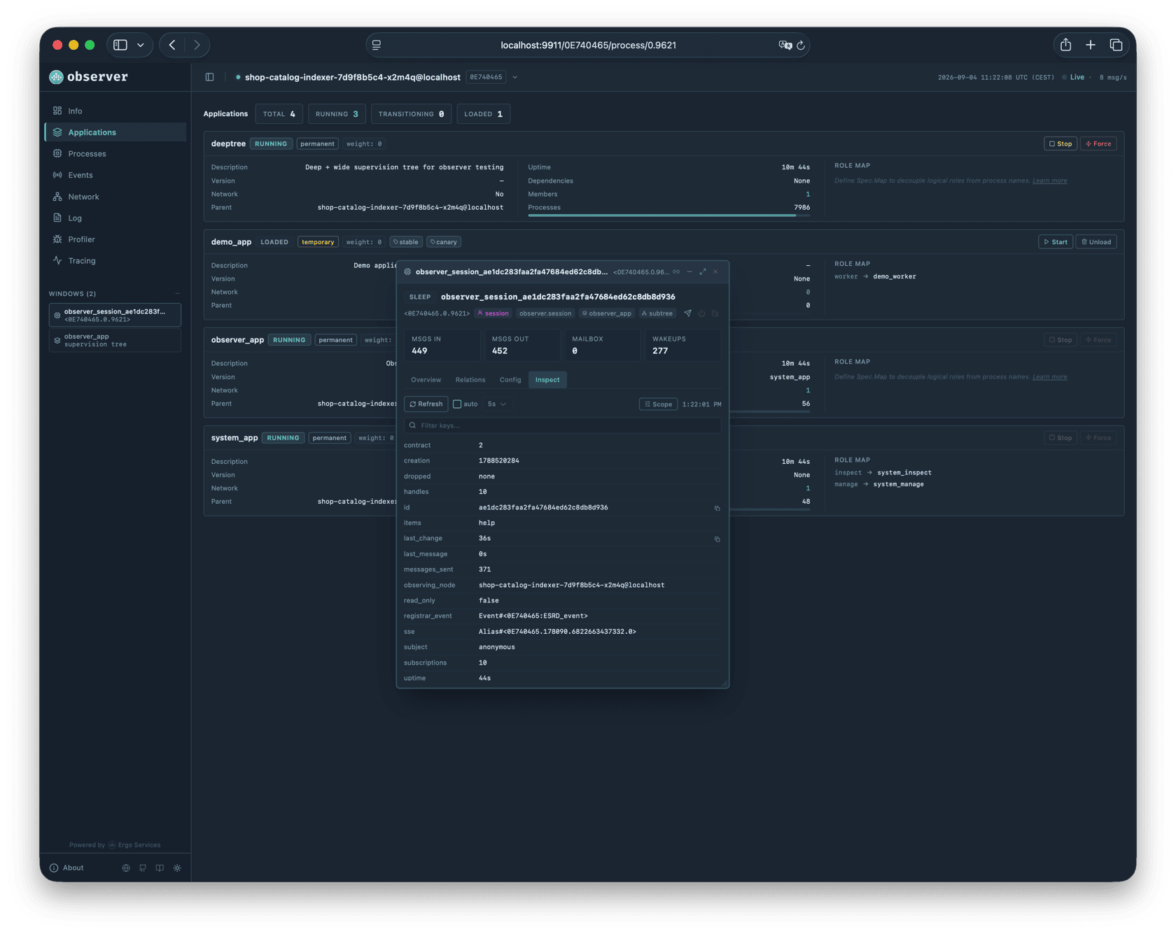 Process inspect tab