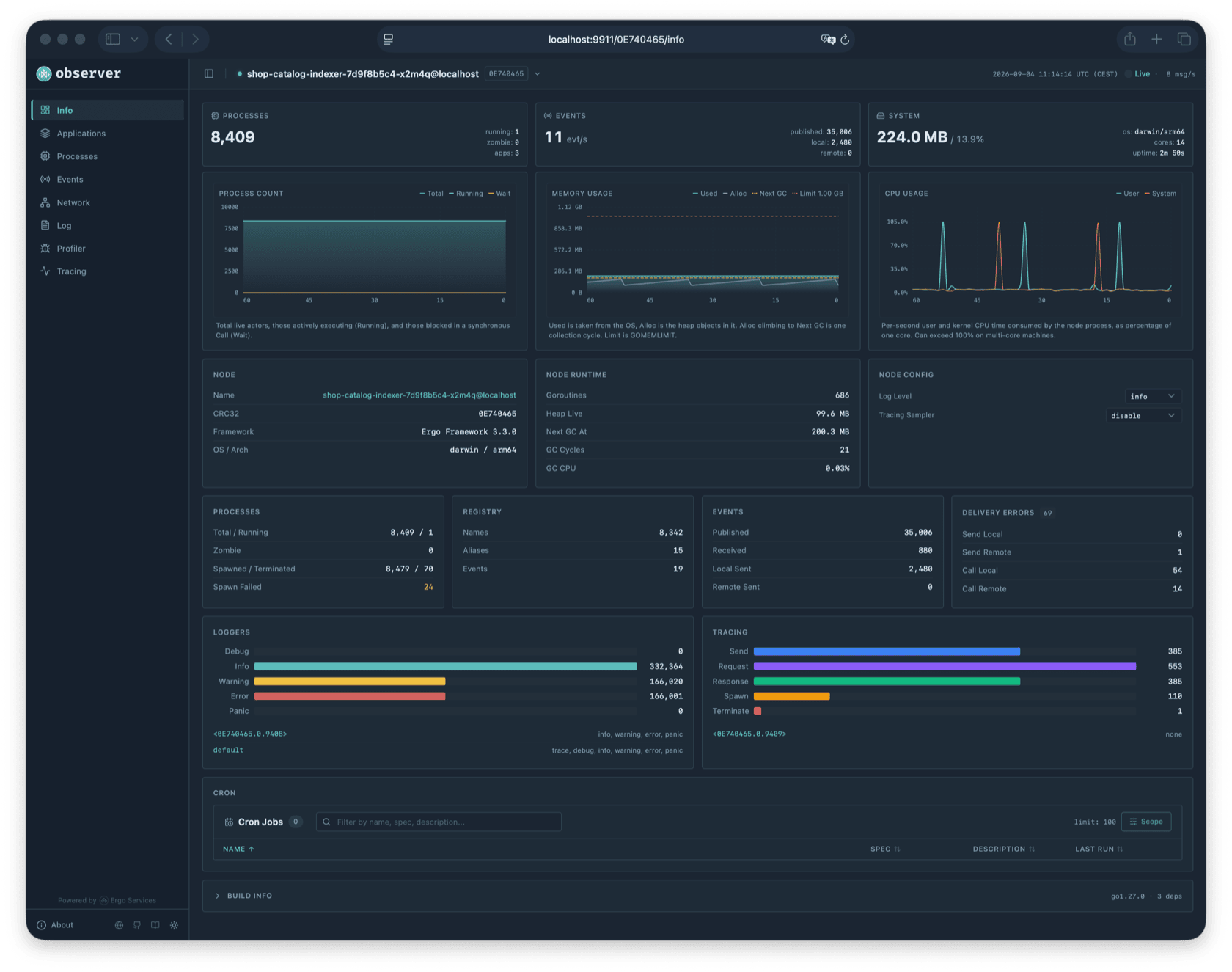 Observer Info page
