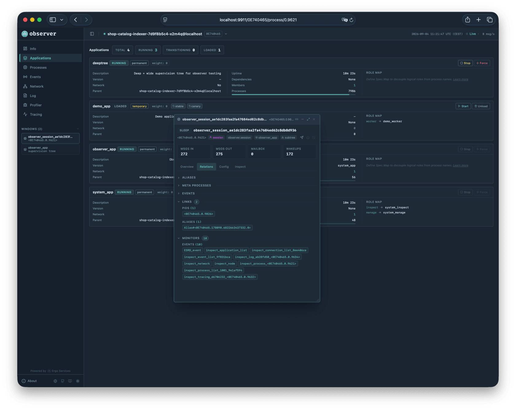 Process relations tab
