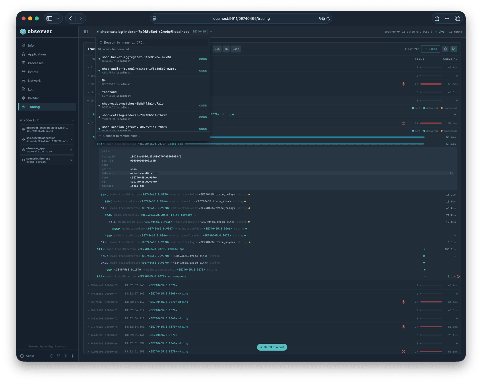 Node selector and connect dialog